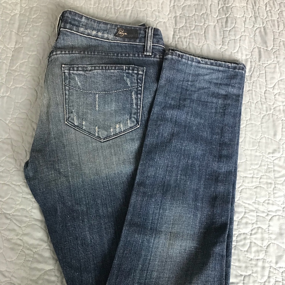 Paige denim straight leg distressed denim